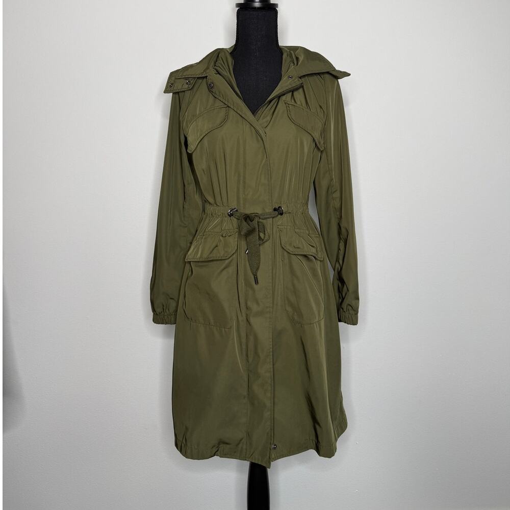 Avec Les Filles Olive Utility Parka Jacket | Hooded Drawstring Coat | XS